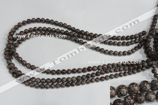 COB551 15.5 inches 6mm round red snowflake obsidian beads wholesale