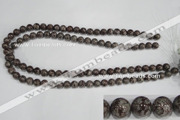 COB552 15.5 inches 8mm round red snowflake obsidian beads wholesale