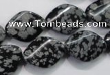 COB57 15.5 inches 15*20mm twisted oval Chinese snowflake obsidian beads