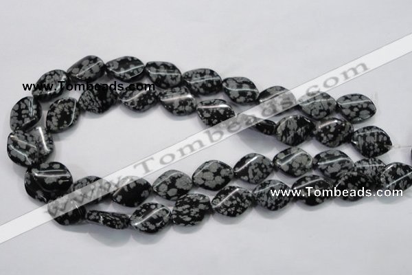 COB57 15.5 inches 15*20mm twisted oval Chinese snowflake obsidian beads