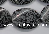 COB58 15.5 inches 25*35mm twisted oval Chinese snowflake obsidian beads