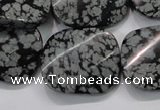 COB59 22*26mm twisted rectangle Chinese snowflake obsidian beads