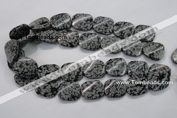 COB59 22*26mm twisted rectangle Chinese snowflake obsidian beads