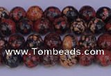 COB660 15.5 inches 4mm round red snowflake obsidian beads