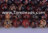 COB661 15.5 inches 6mm round red snowflake obsidian beads