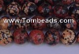 COB662 15.5 inches 8mm round red snowflake obsidian beads