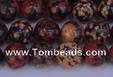 COB663 15.5 inches 10mm round red snowflake obsidian beads