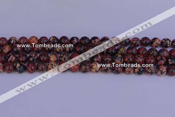 COB663 15.5 inches 10mm round red snowflake obsidian beads