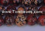 COB664 15.5 inches 12mm round red snowflake obsidian beads