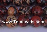 COB665 15.5 inches 14mm round red snowflake obsidian beads