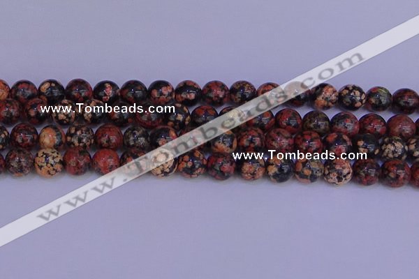 COB665 15.5 inches 14mm round red snowflake obsidian beads