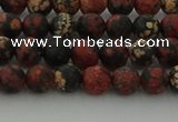 COB671 15.5 inches 6mm round matte red snowflake obsidian beads