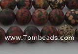 COB672 15.5 inches 8mm round matte red snowflake obsidian beads