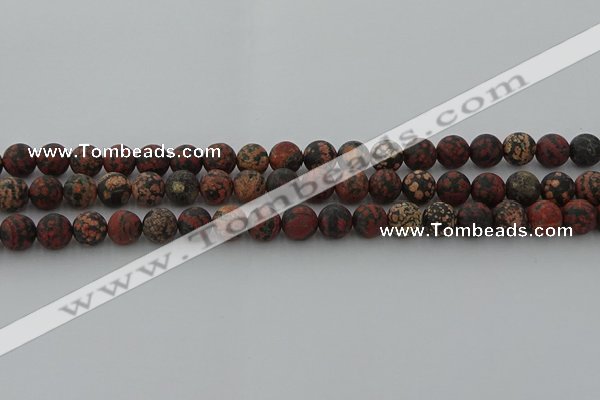 COB672 15.5 inches 8mm round matte red snowflake obsidian beads