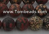 COB674 15.5 inches 12mm round matte red snowflake obsidian beads