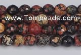 COB676 15.5 inches 4mm faceted round red snowflake obsidian beads