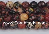 COB677 15.5 inches 6mm faceted round red snowflake obsidian beads