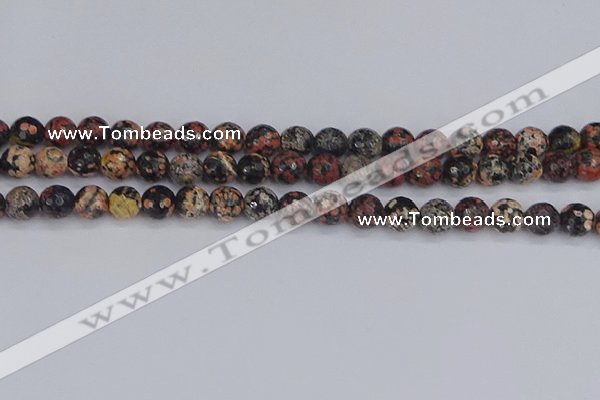 COB678 15.5 inches 8mm faceted round red snowflake obsidian beads