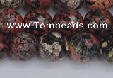 COB680 15.5 inches 12mm faceted round red snowflake obsidian beads