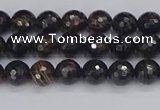 COB684 15.5 inches 4mm faceted round golden black obsidian beads