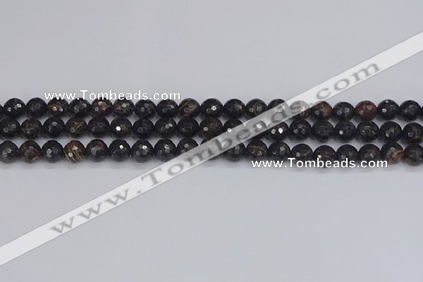 COB685 15.5 inches 6mm faceted round golden black obsidian beads