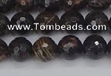 COB686 15.5 inches 8mm faceted round golden black obsidian beads