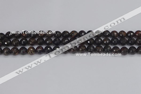 COB686 15.5 inches 8mm faceted round golden black obsidian beads