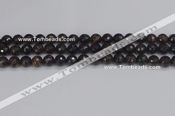 COB687 15.5 inches 10mm faceted round golden black obsidian beads