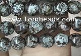 COB690 15.5 inches 4mm faceted round Chinese snowflake obsidian beads