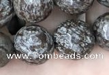 COB694 15.5 inches 12mm faceted round Chinese snowflake obsidian beads