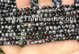 COB758 15.5 inches 4mm round snowflake obsidian beads wholesale