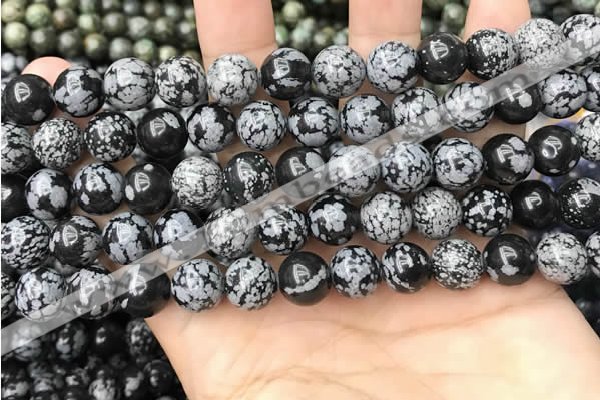 COB761 15.5 inches 10mm round snowflake obsidian beads wholesale