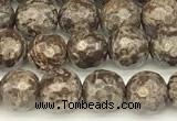 COB780 15 inches 6mm faceted round Chinese snowflake obsidian beads