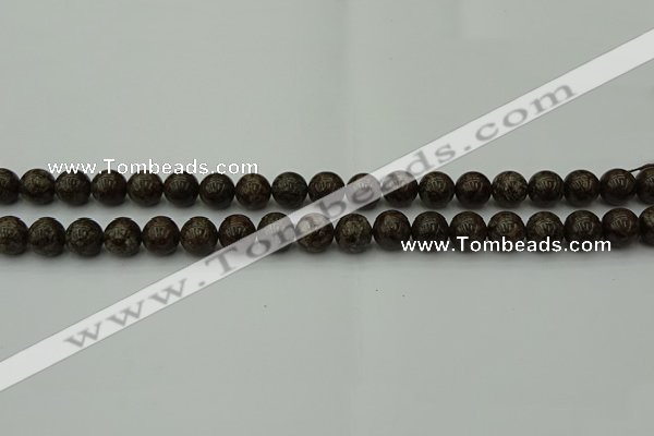 COB801 15.5 inches 6mm round red snowflake obsidian beads