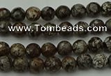COB810 15.5 inches 4mm faceted round red snowflake obsidian beads