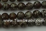 COB811 15.5 inches 6mm faceted round red snowflake obsidian beads