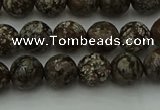 COB812 15.5 inches 8mm faceted round red snowflake obsidian beads