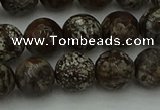 COB813 15.5 inches 10mm faceted round red snowflake obsidian beads