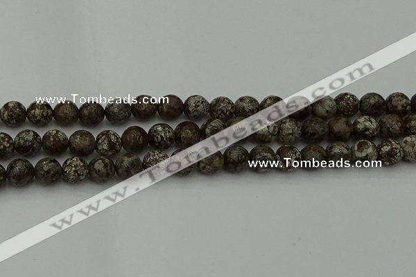 COB813 15.5 inches 10mm faceted round red snowflake obsidian beads