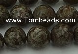 COB815 15.5 inches 14mm faceted round red snowflake obsidian beads