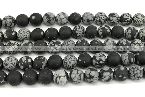 COB828 15 inches 10mm round matte snowflake obsidian beads