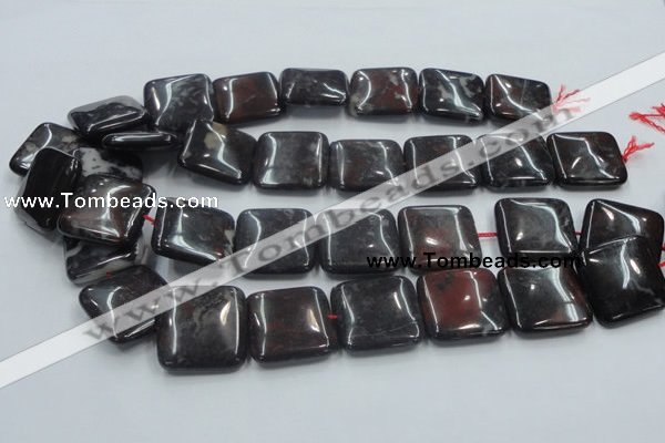 COJ04 15.5 inches 25*25mm square blood jasper gemstone beads