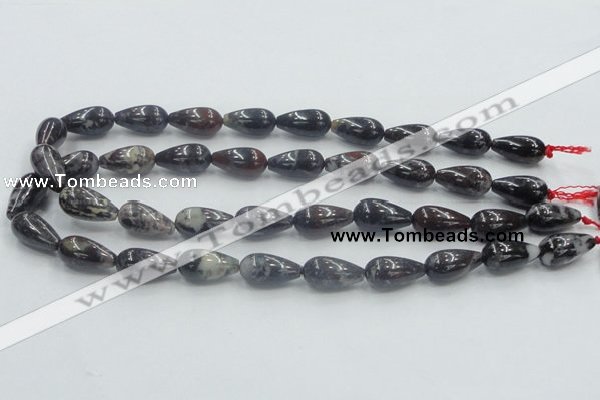 COJ08 15.5 inches 10*20mm teardrop blood jasper gemstone beads