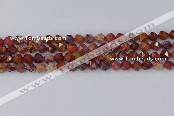 COJ1002 15.5 inches 8mm faceted nuggets red porcelain jasper beads