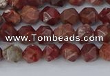 COJ1006 15.5 inches 6mm faceted nuggets pomegranate jasper beads