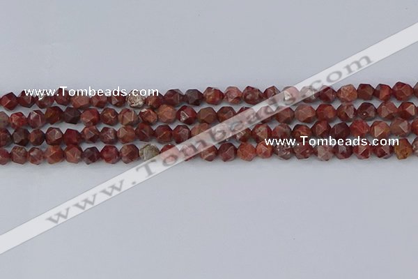 COJ1006 15.5 inches 6mm faceted nuggets pomegranate jasper beads