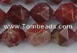 COJ1009 15.5 inches 12mm faceted nuggets pomegranate jasper beads