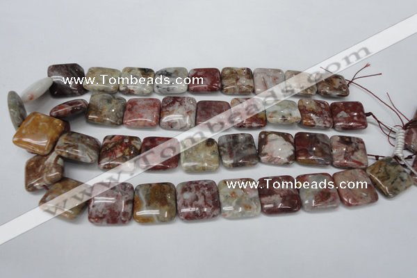 COJ216 15.5 inches 20*20mm square blood stone beads wholesale