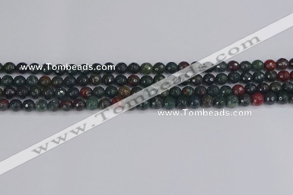 COJ310 15.5 inches 4mm faceted round Indian bloodstone beads