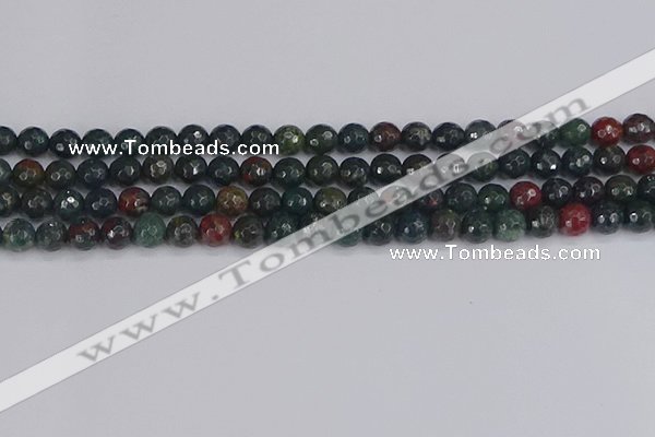 COJ311 15.5 inches 6mm faceted round Indian bloodstone beads